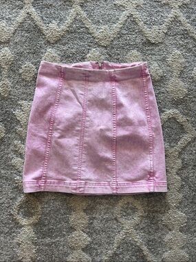 Women’s Pink Denim Panel Mini Skirt